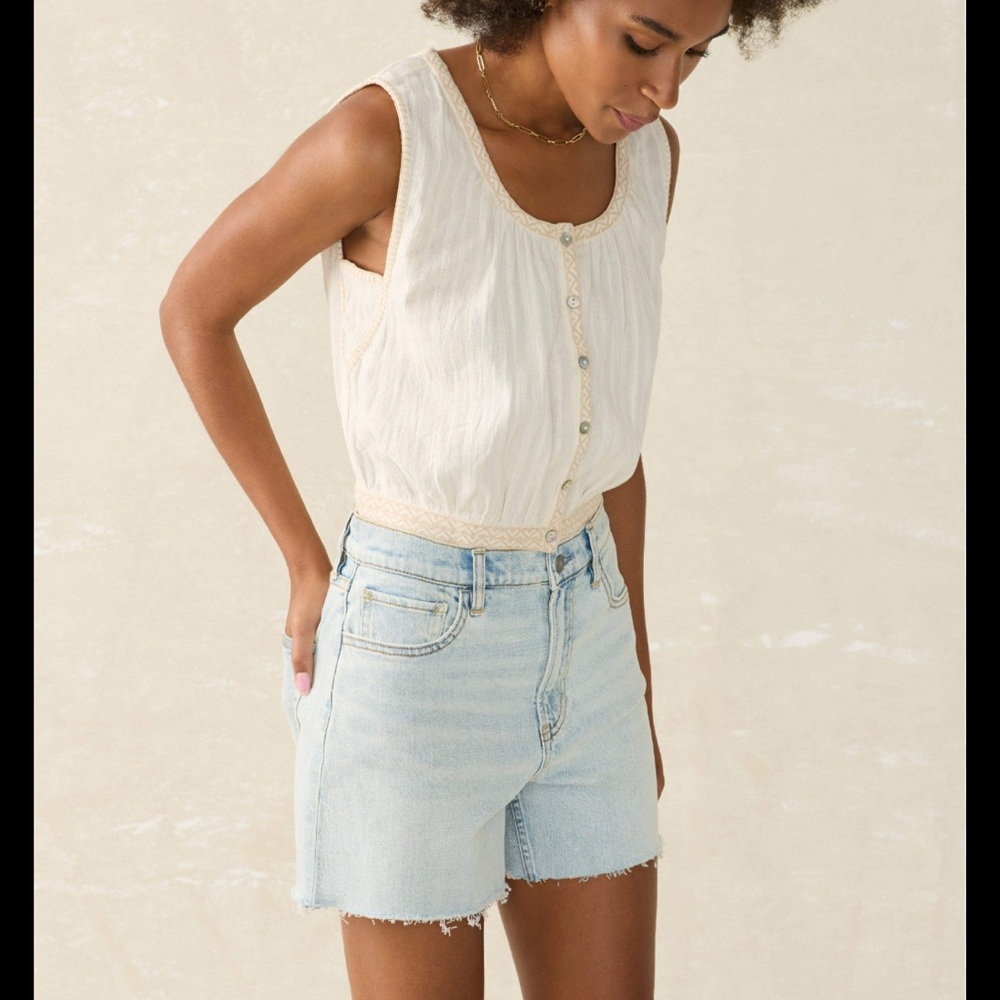 Faherty Organic Cotton Button-up Tank Top | S